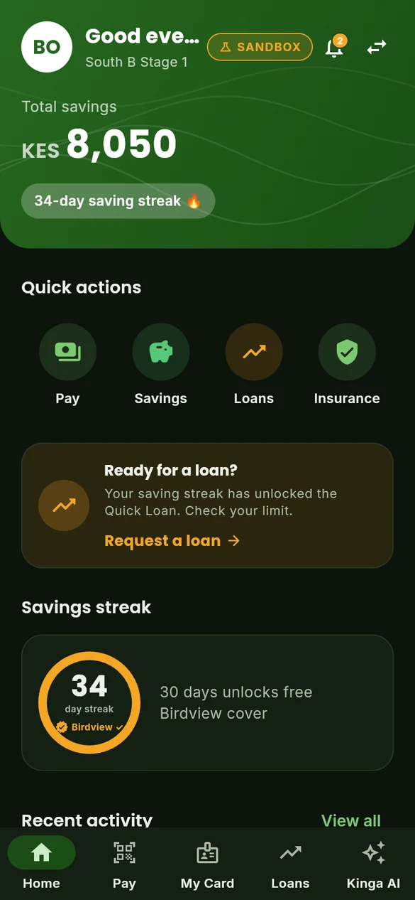 Dashboard in dark mode